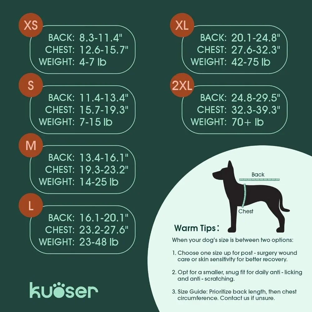 Kuoser Recovery Suit for Dogs Cats After Surgery XL